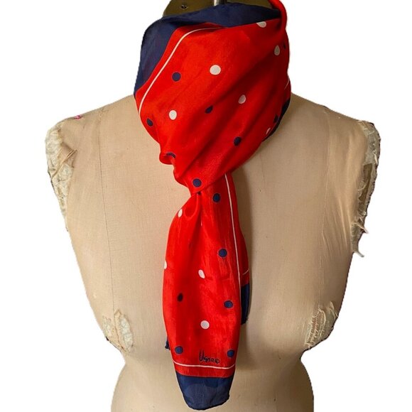 Vintage Vera Neuman polka dots silk hand rolled  hem scarf - Picture 3 of 13